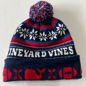 EUC Unisex Vineyard Vines Christmas/Football Knitted Beanie